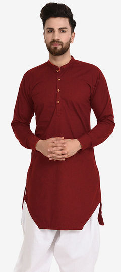 Red and Maroon color Kurta in Cotton fabric with Thread work