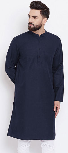 Blue color Kurta in Blended Cotton fabric with Thread work
