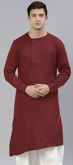 Red and Maroon color Kurta in Blended Cotton fabric with Thread work