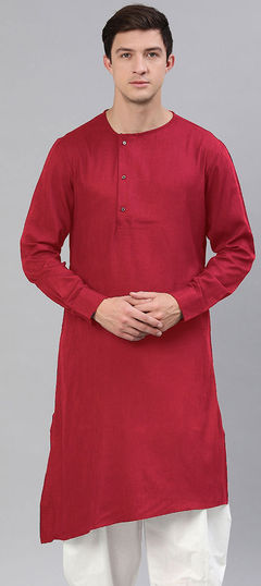 Red and Maroon color Kurta in Blended Cotton fabric with Thread work
