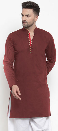 Red and Maroon color Kurta in Cotton fabric with Thread work