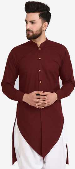Red and Maroon color Kurta in Cotton fabric with Thread work