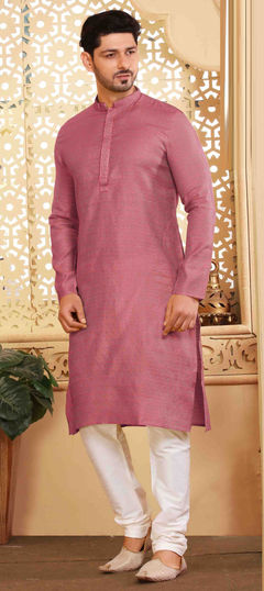 Pink and Majenta color Kurta Pyjamas in Jacquard fabric with Weaving work