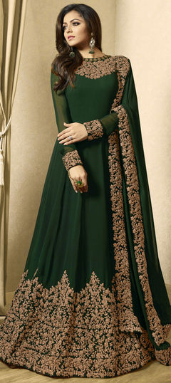 Green color Salwar Kameez in Georgette fabric with Embroidered, Thread, Zari work