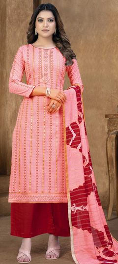 Pink and Majenta color Salwar Kameez in Cotton fabric with Gota Patti work