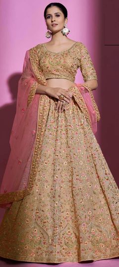 Bridal, Designer, Wedding Purple and Violet color Lehenga in Georgette fabric with A Line Swarovski, Thread, Zari work : 1846216