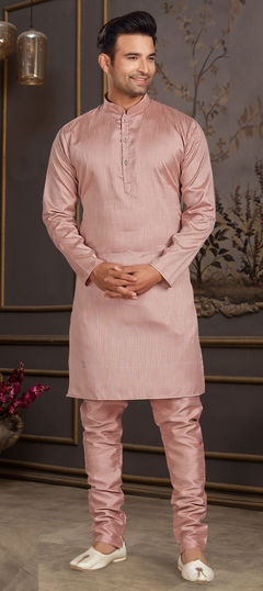 Pink and Majenta color Kurta Pyjamas in Art Silk fabric with Thread work