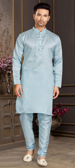 Blue color Kurta Pyjamas in Art Silk fabric with Thread work