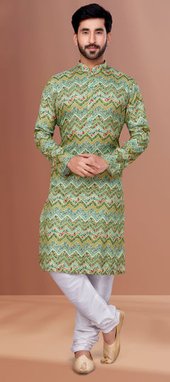 Multicolor color Kurta Pyjamas in Cotton fabric with Digital Print, Embroidered work