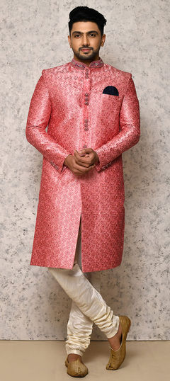 Pink and Majenta color IndoWestern Dress in Art Silk fabric with Embroidered work : 1849449