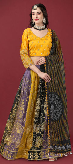 Multicolor color Lehenga in Georgette fabric with Digital Print, Embroidered, Sequence, Zari work