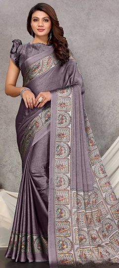 Purple and Violet color Saree in Chiffon fabric with Printed work