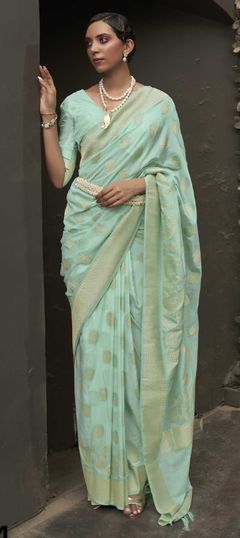 Blue color Saree in Art Silk, Silk fabric with Weaving work