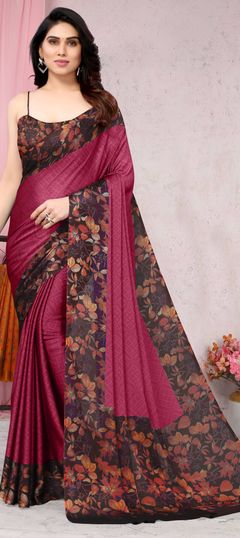 Casual Pink and Majenta color Saree in Chiffon fabric with Classic Printed work : 1852024