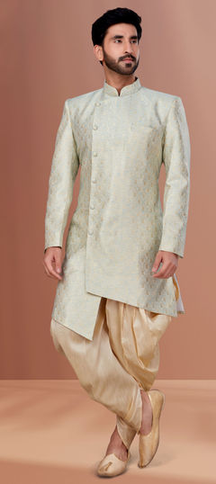 Multicolor color IndoWestern Dress in Jacquard fabric with Weaving work
