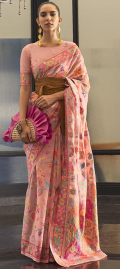 Pink and Majenta color Saree in Handloom fabric with Weaving work