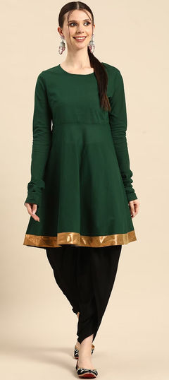 Green color Salwar Kameez in Rayon fabric with Border work