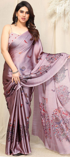 Pink and Majenta color Saree in Chiffon fabric with Printed work