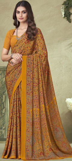 Casual, Traditional Multicolor color Saree in Crepe Silk, Silk fabric with South Printed work : 1856056