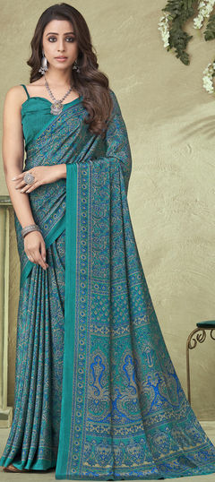 Casual, Traditional Multicolor color Saree in Crepe Silk, Silk fabric with South Printed work : 1856060