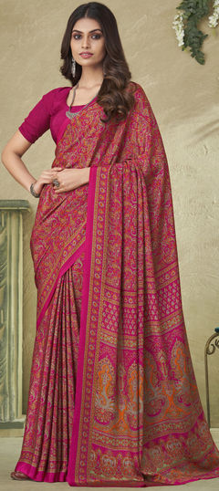 Casual, Traditional Multicolor color Saree in Crepe Silk, Silk fabric with South Printed work : 1856063