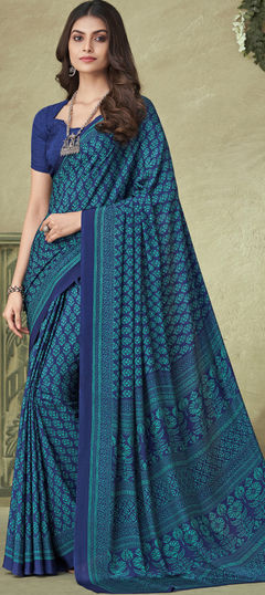 Casual, Traditional Multicolor color Saree in Crepe Silk, Silk fabric with South Printed work : 1856067