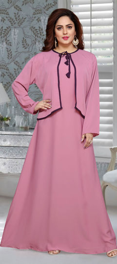 Pink and Majenta color Kurti in Faux Georgette fabric with Thread work