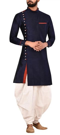 Blue color Dhoti Kurta in Art Silk fabric with Thread work