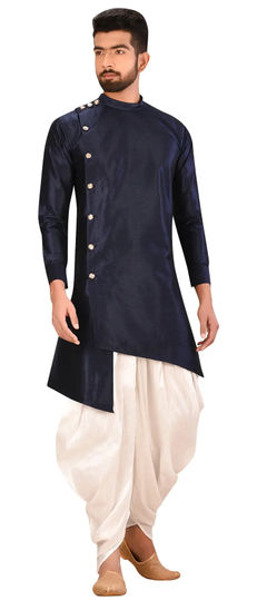 Blue color Dhoti Kurta in Art Silk fabric with Thread work