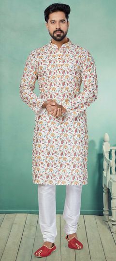 Multicolor color Kurta Pyjamas in Art Silk fabric with Digital Print, Sequence work : 1858188