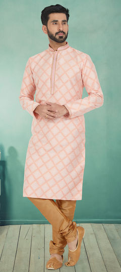 Pink and Majenta color Kurta Pyjamas in Jacquard fabric with Weaving work