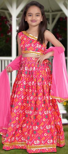 Pink and Majenta color Kids Lehenga in Art Silk fabric with Digital Print work : 1861625