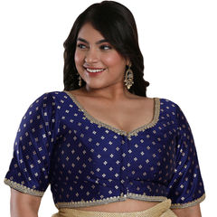 Blue color Blouse in Brocade fabric with Embroidered work