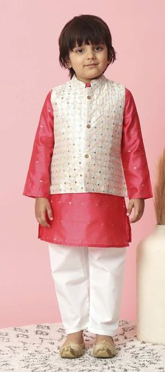 Black and Grey, Pink and Majenta color Boys Kurta Pyjama in Art Silk, Cotton fabric with Embroidered, Resham, Thread work