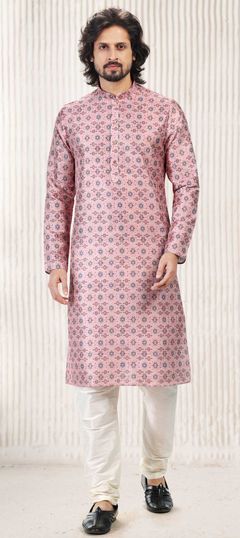 Pink and Majenta color Kurta Pyjamas in Jacquard fabric with Weaving work