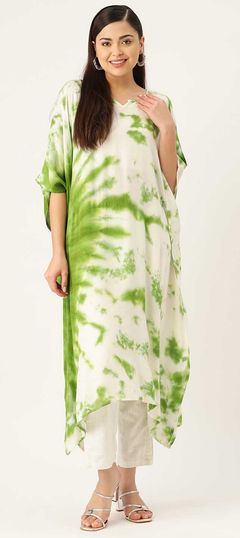 Multicolor color Kaftan in Crepe Silk fabric with Printed, Tye n Dye work