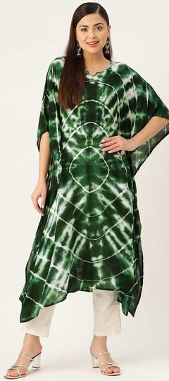 Multicolor color Kaftan in Crepe Silk fabric with Printed, Tye n Dye work