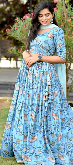 Multicolor color Lehenga in Crepe Silk fabric with Printed work