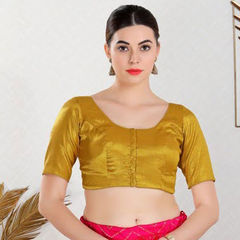 Gold color Blouse in Polyester Silk fabric with Thread work : 1864749