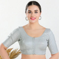 Silver color Blouse in Polyester Silk fabric with Thread work : 1864751