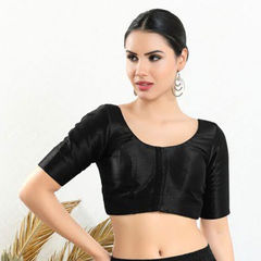 Black and Grey color Blouse in Art Silk fabric with Thread work : 1864755