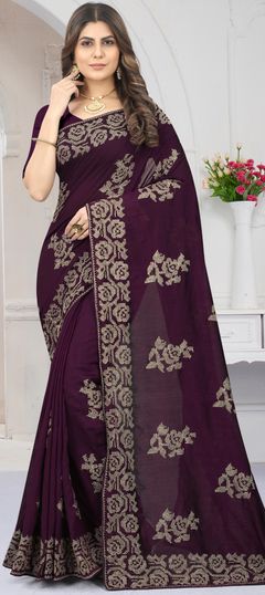 Pink and Majenta color Saree in Art Silk fabric with Embroidered, Zari work