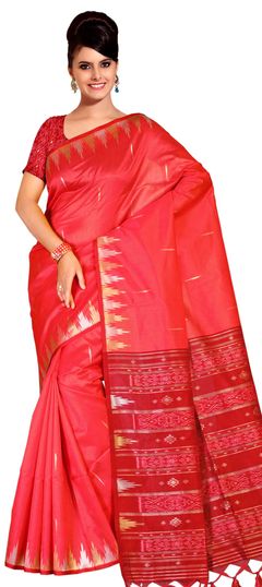 Pink and Majenta color Saree in Silk fabric with Printed work