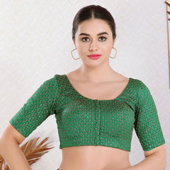 Green color Blouse in Art Silk fabric with Thread, Zari work