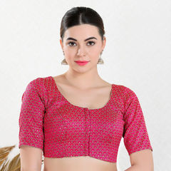 Pink and Majenta color Blouse in Art Silk fabric with Thread, Zari work