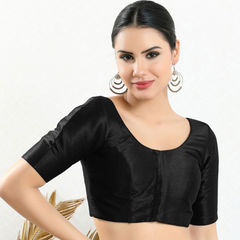 Black and Grey color Blouse in Art Silk fabric with Thread work