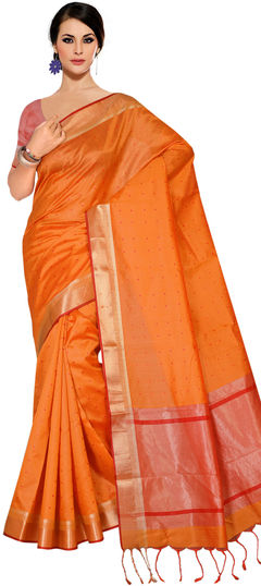 Orange color Saree in Art Silk fabric with Weaving work