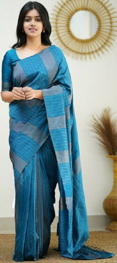 Blue color Saree in Silk fabric with Weaving work