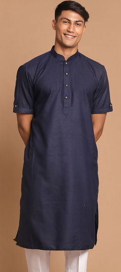 Party Wear Blue color Kurta in Blended Cotton fabric with Thread work : 1868025