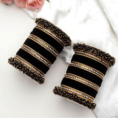 Enamel Black and Grey color Bangles in Metal Alloy studded with CZ Diamond